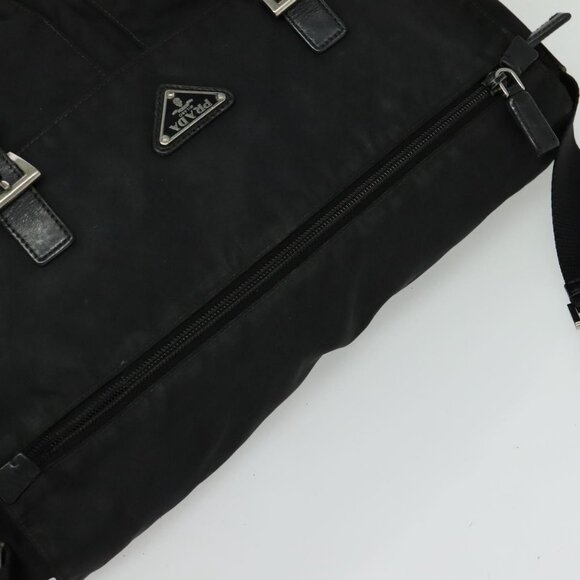 Authentic PRADA Shoulder Bag Nylon Black Silver - Picture 13 of 16